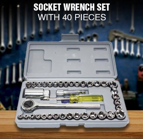 Aiwa 40-Piece Socket Wrench Tool Kit with Screwdrivers and Socket Set – Durable Hand Tool Set for Home, Auto Repair, and Mechanical Use – Compact Storage Case Included