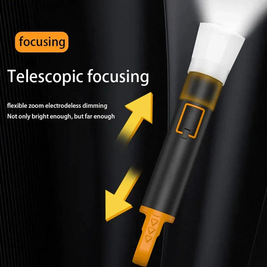 L-S18 Glare Rechargeable Type-C LED Flashlight With Power Bank – USB Input/Output, Digital Display, Emergency Torch & Phone Charger for Outdoor & Home Use