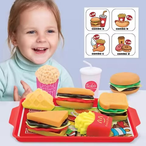 Burger Fast Food Play Food Toys For Kids Toddler Children Toy Kitchen Accessories Fun Pretend Play Set